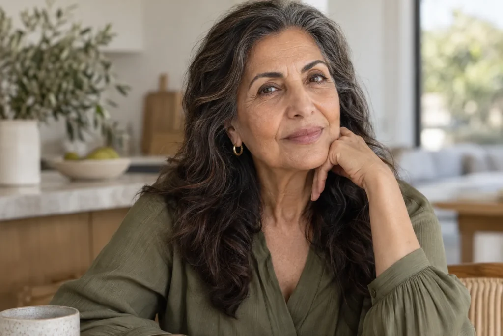 Mature woman caring for her skin while avoiding everyday habits that can stress the skin barrier